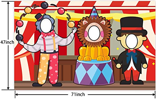 Circus Troup Photo Banner Backdrop Background Photo Booth Props Pretend Play Party Game Clown Lion Theme Decor for Carniva...