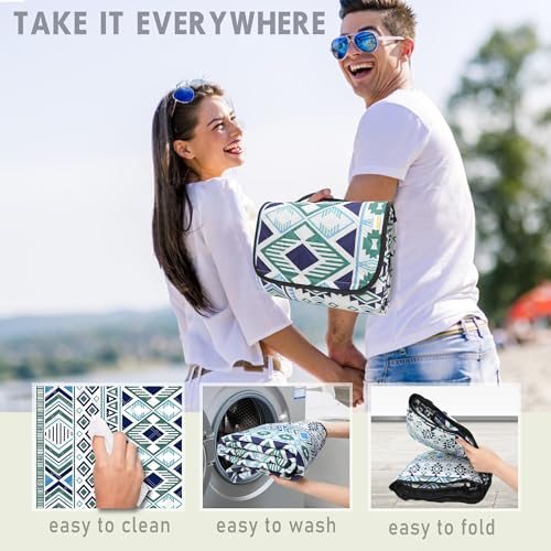 SAMSIER Outdoor Picnic Blankets Waterproof Foldable Sandproof 80"×80", Large Gingham Cute Picnic Mat Washable Portable for...