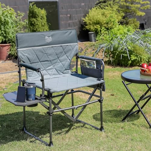 Timber Ridge Aluminum Camping Directors Chair with Side Table Pocket, Portable Folding Chair, Heavy Duty Lawn Chair for Fi...