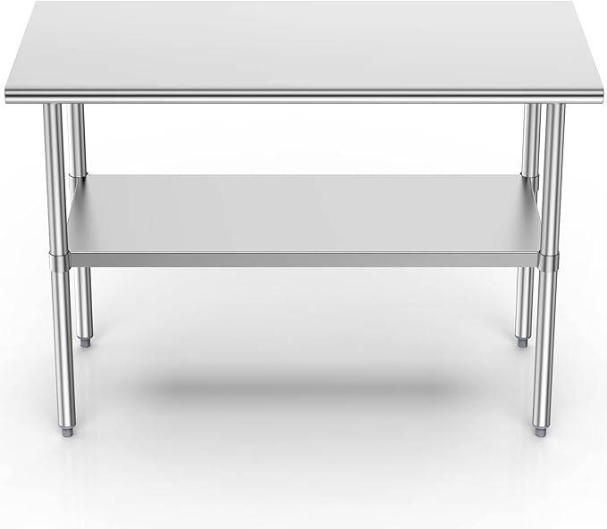 Atronor Stainless Steel Table for Prep & Work, 24x48 Inches, NSF Metal Commercial Heavy Duty Table with Adjustable Under Shelf and Foot for Restaurant, Home and Hotel