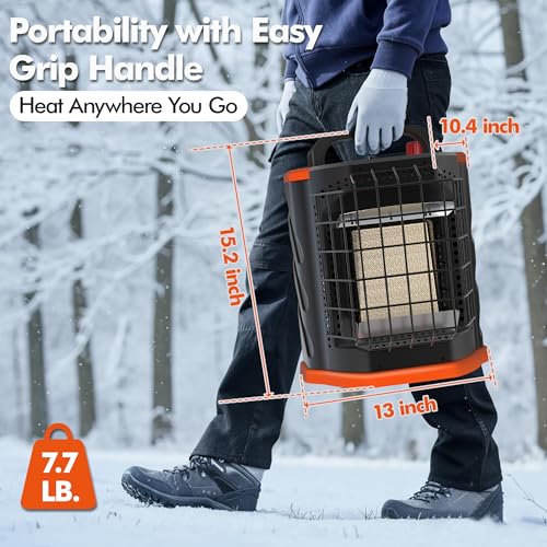 Fitfirst Portable Propane Heater - 9000 BTU Outdoor Tent Heater for Camping, 2 Heat Settings & Tip-Over/ODS Protection, Es...