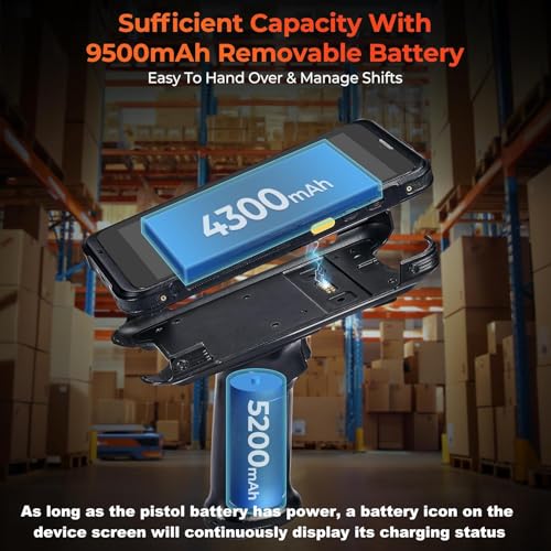 MUNBYN IPDA101P Upgraded Android 13 Barcode Scanner with Pistol Grip, Wi-Fi 6 Handheld Mobile Computer PDA 5.5" Screen, Eq...