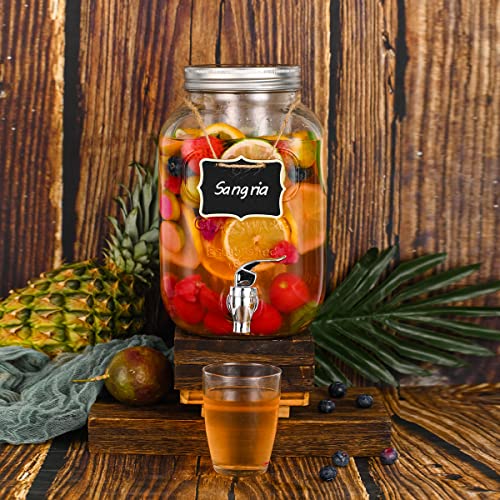 Eleganttime 1 Gallon Glass Drink Dispensers for Parties,2 Pack Beverage Dispenser with Fruit Infuser,Laundry Detergent Dis...