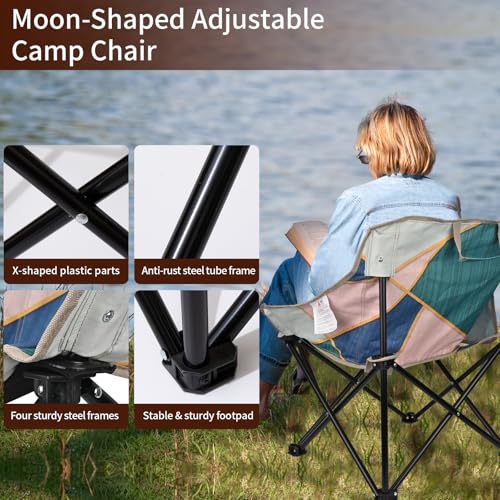 2 Pack Camping Chair for Adults, Portable Folding Sofa Chair, Easy Set Up Patio Chair Lawn Padded Seat Camping Stool Chair...