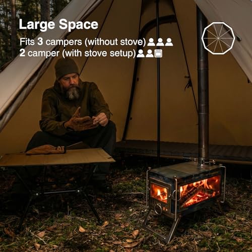 OneTigris Northgaze 2.0 Hot Tent with Stove Jack - 2-Person Ultralight Tent, 4.8lbs with 2 Doors, Waterproof & Wind-Resist...