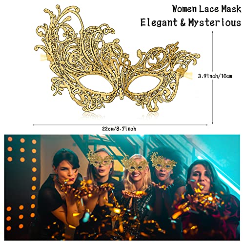 Erythem Masquerade Mask for Women, Venetian Lace Masquerade Mask for Halloween Mardi Gras Costume Party, Fit for Adult