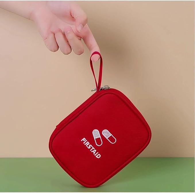 Medicine Pouch Pill Pocket Mini Travel First Aid Bag Outdoor Portable First Aid Kit Empty Red Small Medical Bag Family Eme...