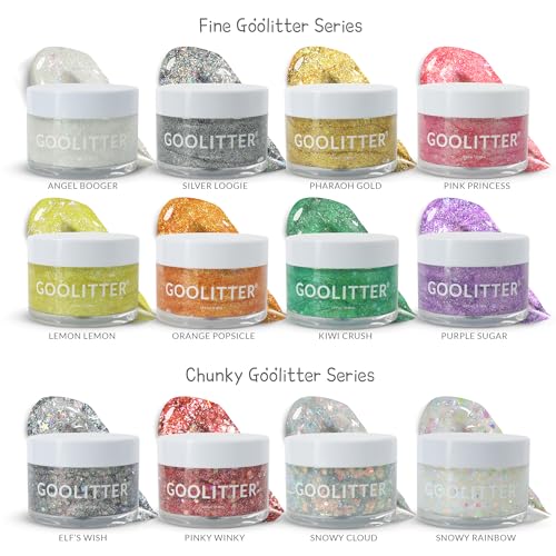 Goolitter Face, Body & Hair Holographic Pink Glitter Gel [Pink Princess] 2oz (60mL) | Fine | K-Beauty | Halloween, Festiva...
