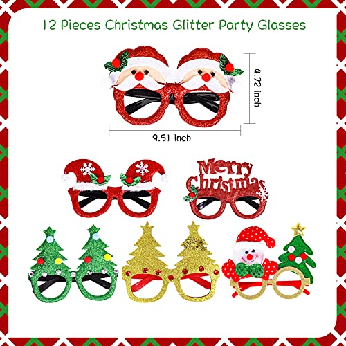 Max Fun 24 Pieces Christmas Glasses Frame and Headbands Set Cute Christmas Decoration Accessories for Holiday Party Favors...