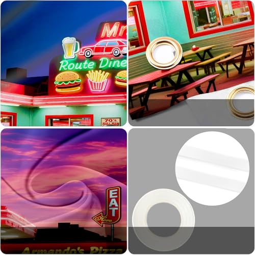 HANYING 50s Retro Dinner Backdrop Route 66 Night Cityscape Fast Food Store Photography Background Nostalgia Classic Car Vi...