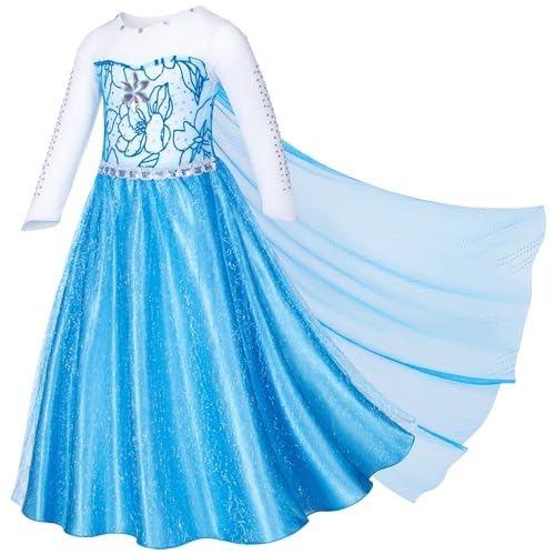 Topney Blue Princess Costumes for Little Girls Dress Up Birthday Party with Accessories