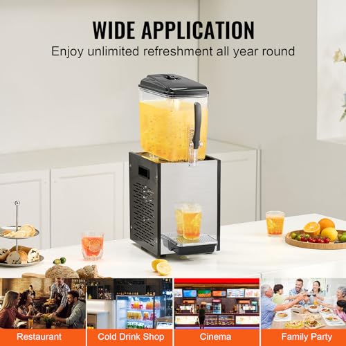 VEVOR Commercial Beverage Dispenser, 12 L / 12.7 QT Juice Dispenser, 246W 304 Stainless Steel Food Grade Ice Tea Drink Mac...