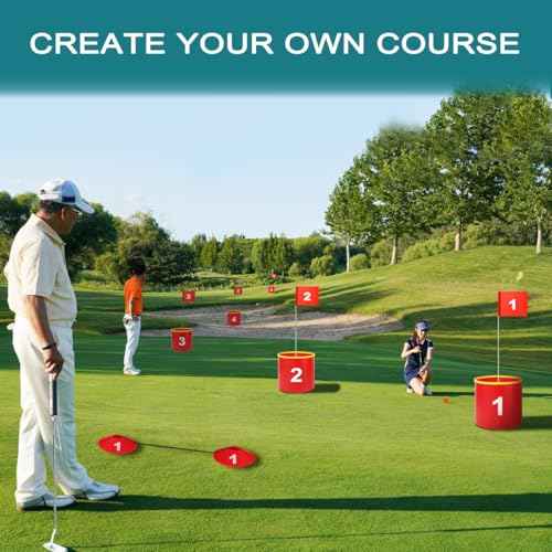 Golf Yard Bucket Games 6 Holes Golf Practice Game with Flag, Golf Chipping Game for Kids and Adults Outdoor Indoor Park, Beach, Backyard, Lawn