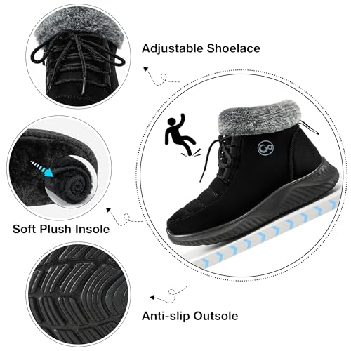 Alicegana Winter Boots for Women Warm Fur Lined Snow Shoes Slip on Ankle Booties Comfortable Anti Slip Outdoor Boots