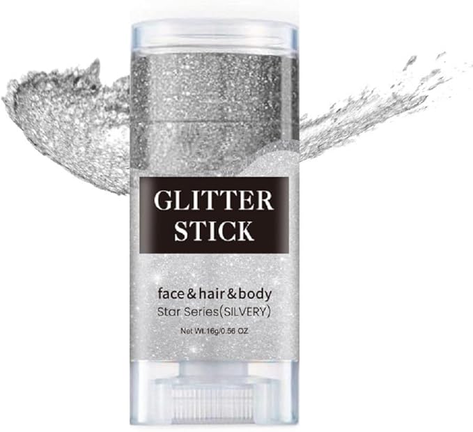 Silver Face and Body Glitter Stick,Holographic Neon Accessories Outfit Singer Concert Sparkling Festival Rave Glitter Makeup