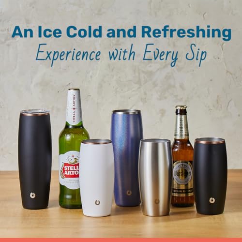 SNOWFOX Premium Vacuum Insulated Stainless Steel Beer Glass, Home Bar Accessories, Elegant Bartending, Lightweight Pint Gl...