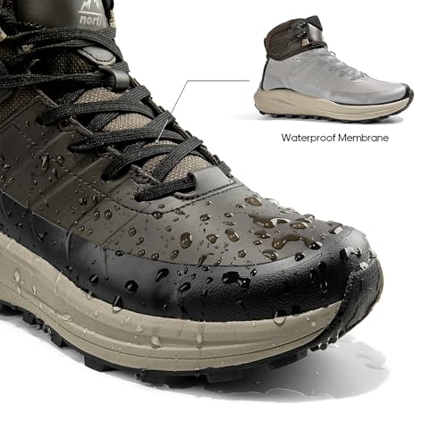 NORTIV 8 Men's Waterproof Hiking Boots Lightweight Non-Slip Outdoor Ankle Trekking Boots Expedition