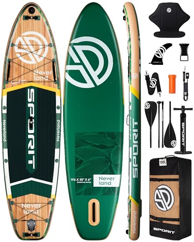 SPORIT 11'6×35" Super Wide Inflatable Stand Up Paddle Board, Ultra Stable SUP Board for Adults, 450lb Capacity with Should...