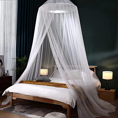 Mosquito Net Bed Canopy for Girls,King Canopy Bed Curtains Full Queen Size from Ceiling,Dome Mosquito Netting Bed Tent Twi...