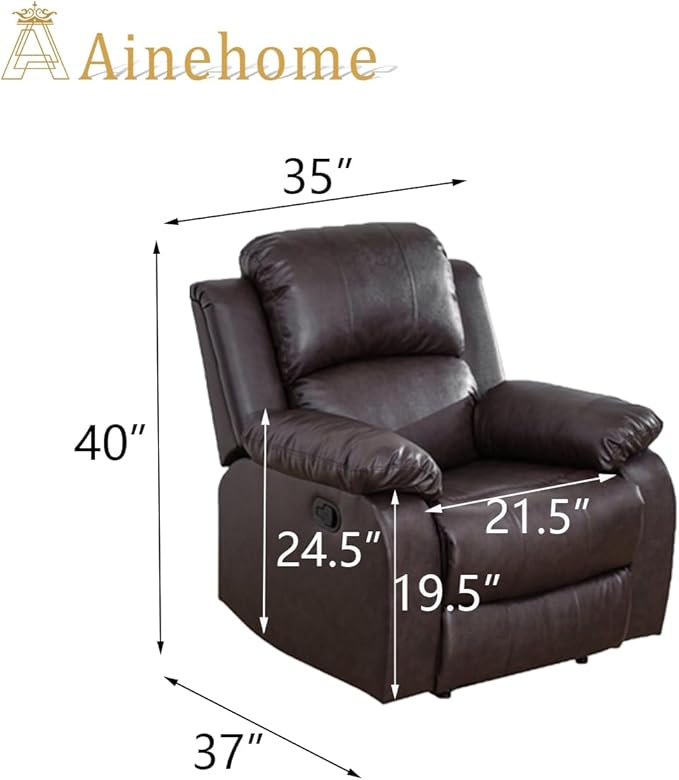 A Ainehome Living Room Furniture Set Leather Recliner Sofa Set Loveseat Chair Furniture Sofa Set for Living Room/Small Space/Rv/House/Office/Theater Seating (A-Brown Leather, Chair)
