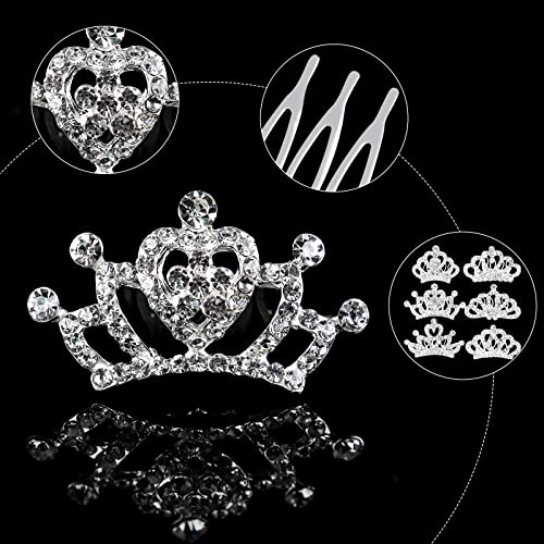 Princess Crown Comb Set for Girl 18 Pcs Silver Tiara Crown with Comb Crystal Tiara Headband Rhinestone Hair Piece Toddler ...