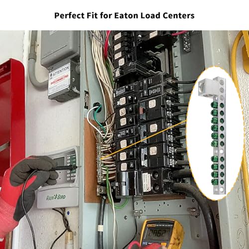 Ground Bar Kit for Eaton, 10 Terminal Grounding Bar Compatible with BR and CH Series Load Centers