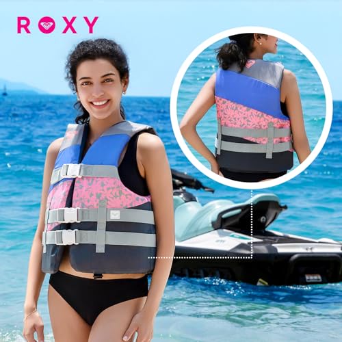 ROXY Women’s Life Vest and Youth Life Vest, USCG Approved PFD, Light-Weight EPE Foam Life Jacket with Oversized Arm Holes ...