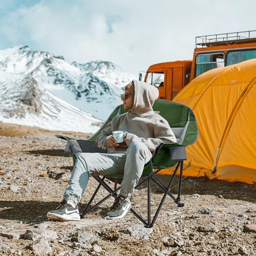 Youtanic Oversized Camping Chair, Portable Folding Camping Chairs with Side Pocket, Cup Holder and Carry Bag, Heavy Duty O...