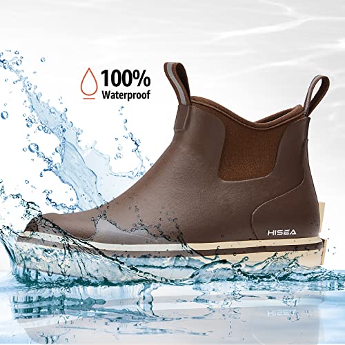 HISEA Men's Deck Rain Boots Saltwater Fishing Booties Waterproof Ankle Rain Boots with High Traction