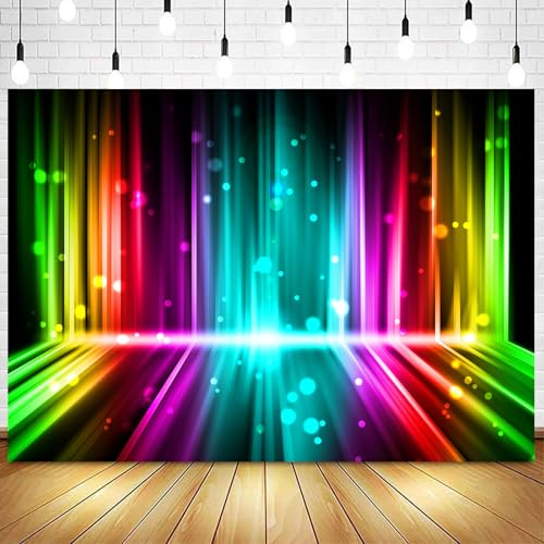 Withu Colorful Neon Lights Glow Party Backdrop Crazy Music Disco Dance Hip Hop Prom Birthday Party Supplies Banner Let's G...