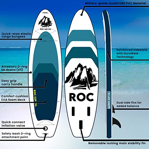 Roc Inflatable Stand Up Paddle Board 10' 6" with Premium SUP Paddle Board Accessories, Wide Stable Design, Non-Slip Comfor...