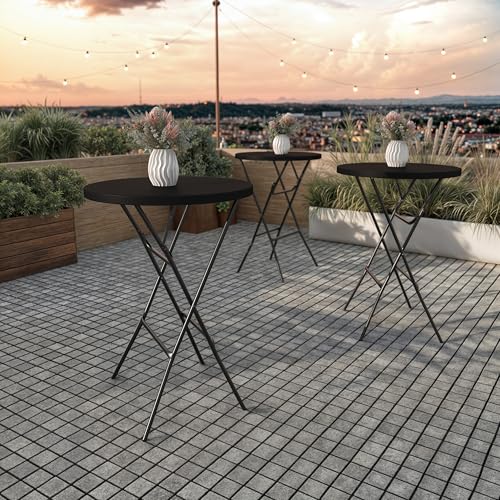 Flash Furniture Elon Round Folding Bar Height Table for Parties and Commercial Events, Indoor/Outdoor Plastic Bar Height F...