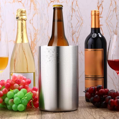 Potchen 6 Pack Wine Chiller Bucket Wine Bottles Cooler Bulk, Stainless Steel Double Wall Insulated Champagne Ice Bucket fo...