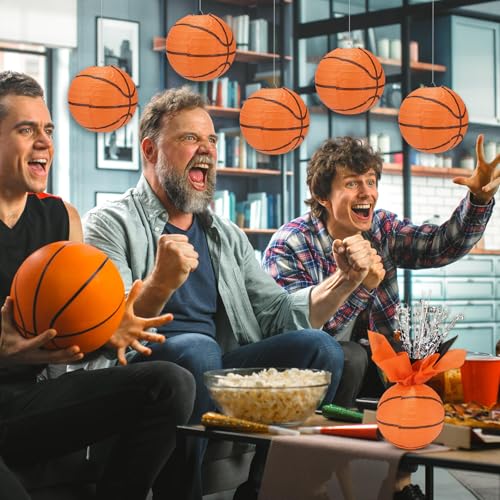 36 Pieces Basketball Paper Lanterns Centerpieces Decorations Basketball Lanterns Table Centerpieces with Metallic Foil Cen...