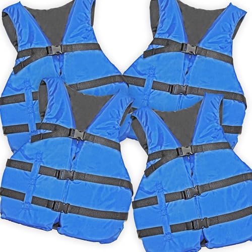 4 Pack Life Jacket Paddle Vest; Coast Guard Approved Type III PFD Life Vest Flotation Device; Jet ski, Wakeboard, Kayak; I...