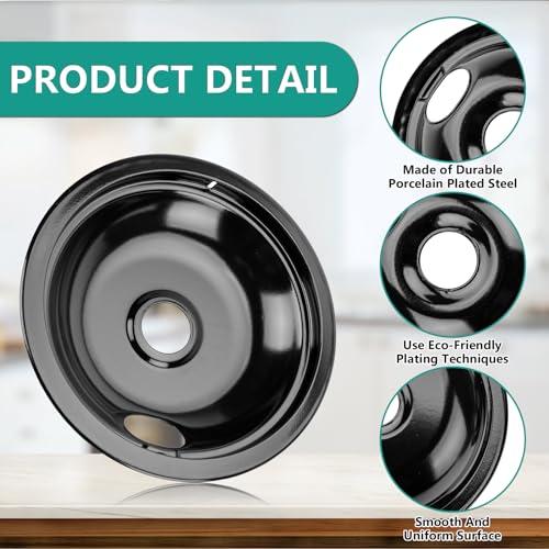 5304430149 5304430150 Black Porcelain Drip Pan Set & MP22YA Electric Range Burner Element Unit Set by Cenipar-Compatible w...