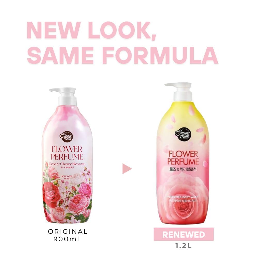SHOWERMATE Flower Perfume Body Wash 40.57 fl oz / 1.2 L (Pink - Rose & Cherry Blossom)
