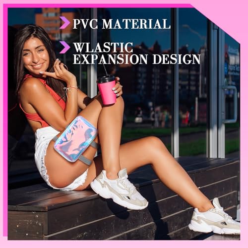 Bulyoou Carnival Leg Bag Holographic Thigh Bag with Adjustable Strap Leg Pouch Harness Women Summer Travel Hiking Pack(Mul...