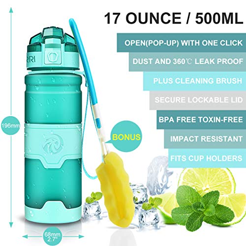 ZORRI Sports Water Bottle, 400/500/700ml/1L, BPA Free Leak Proof Tritan Lightweight Bottles for Outdoors,Camping,Cycling,F...