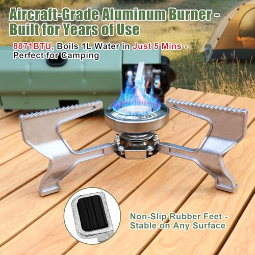 Hisencn Portable Camping Stove with Storage Bag | 8871 BTU/2600W High-Power Outdoor Gas Stove for Hiking, Picnic, RV Trips...