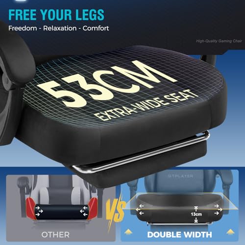 GTPLAYER Gaming Chair Fabric with Pocket Spring Cushion, Big and Tall Gamings Chairs 350LBS High Back Computer Chair with ...