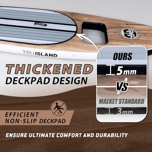 TRUISLAND Inflatable Paddle Board, Stand Up Paddle Board with Backpack, Non-Slip Thickened Deckpad, Waterproof Phone Case,...