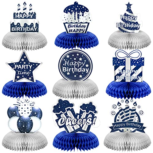 Yexiya 9 Pieces Happy Birthday Party Decorations Birthday Table Centerpieces Happy Date of Birth Honeycomb Centerpieces fo...