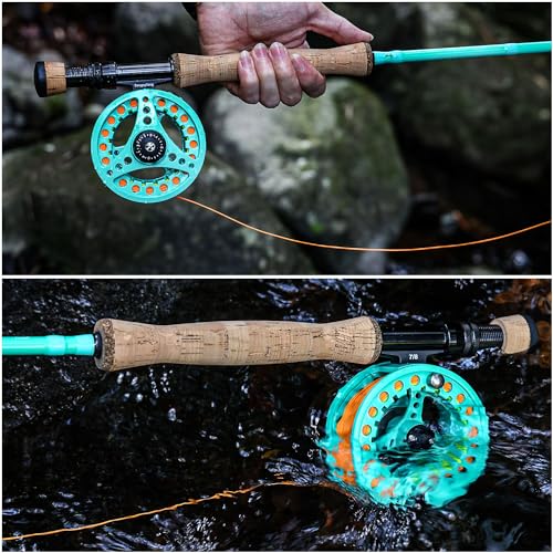 Sougayilang Fly Fishing Combo, 4 Piece Fly Rod and CNC Machined Aluminum Alloy Reel Complete Starter Package with Rod Bag