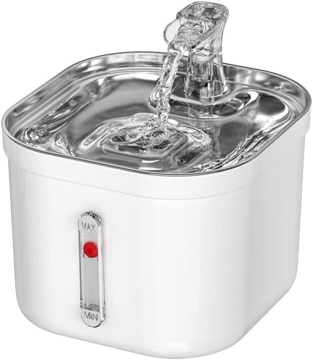 ANNAINUTC Cat Water Fountain, 2L/68oz Automatic Stainless Steel Pet Fountain Dog Water Dispenser with Replacement Filters...