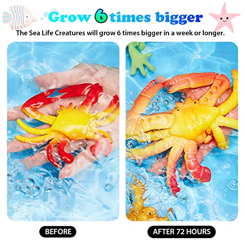 Outus 8 Pieces Growing Animal Creature Expandable Giant Grow 3D Water Creature Set Easter Egg Basket Filler Grow in Water ...