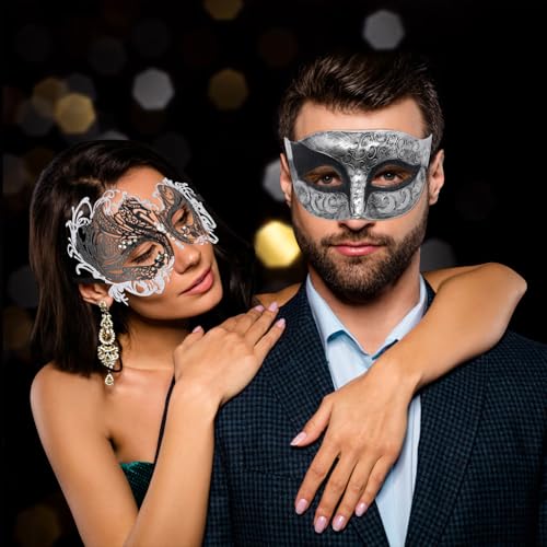 Coddsmz Couple Mask Half Venetian Masquerade Ball Mask Mardi Gras Mask Christmas Cosplay Costume Halloween Party Mask 2 Pack