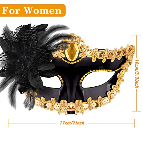 SIQUK Couple Masquerade Masks Set Venetian Party Mask Plastic Halloween Costume Mask Mardi Gras Mask for Women and Men