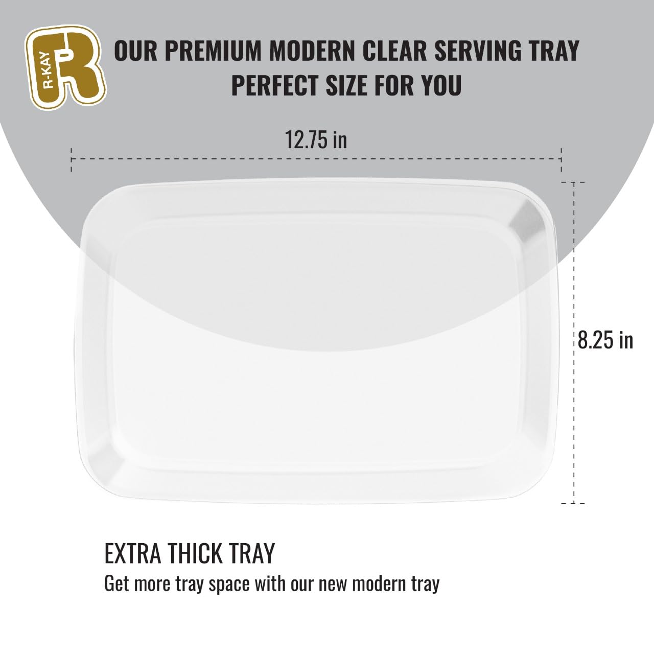 R-kay 6 Pack Clear Plastic Serving Trays For Party, 12.75 x 8.25 In - Heavy Duty Plastic Trays For Food - Rectangular Platters
