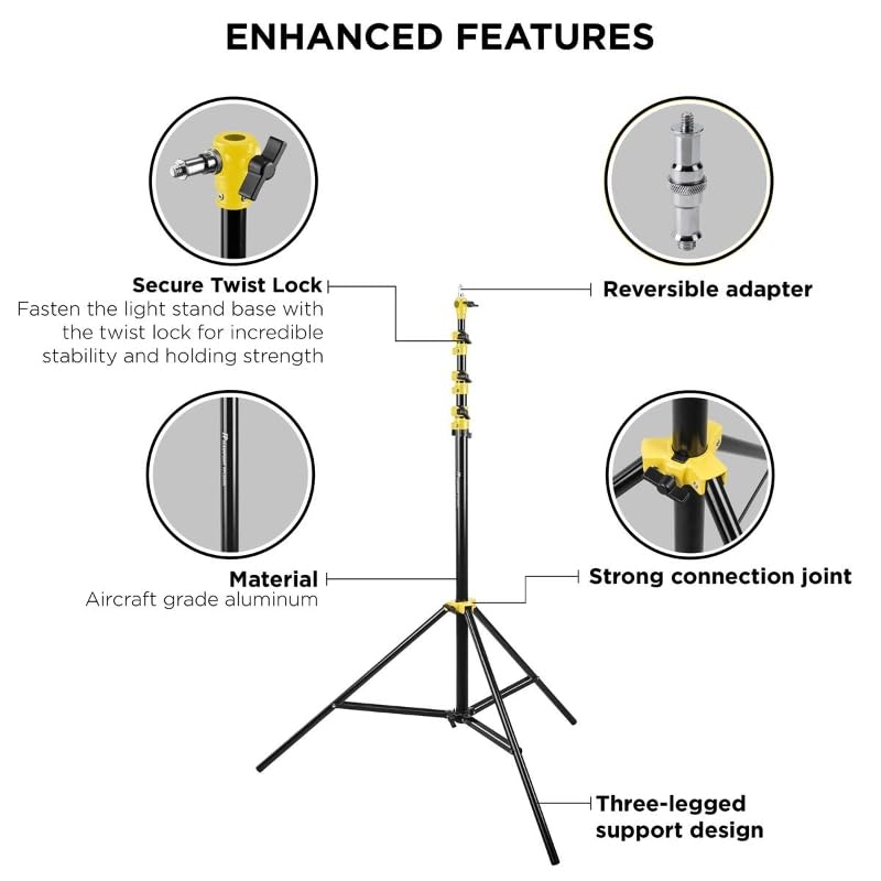 Flashpoint Flashpoint 13 Yellow Color Coded Pro Air Cushioned Heavy Duty Light Stand For Photography